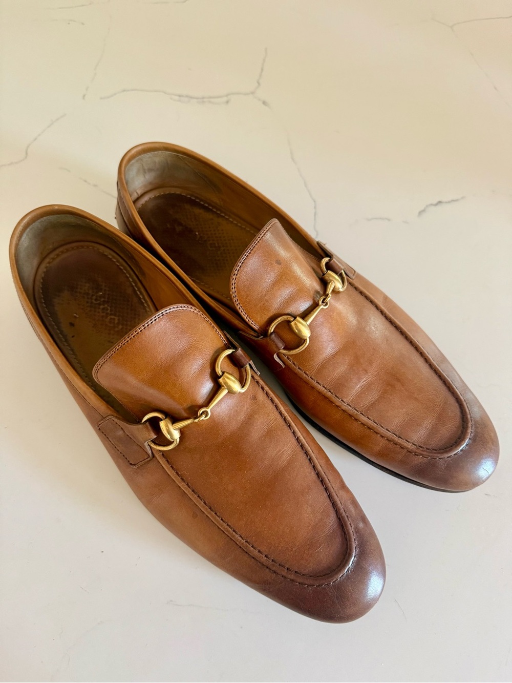 Gucci Jordaan Brown Leather Horsebit Loafers